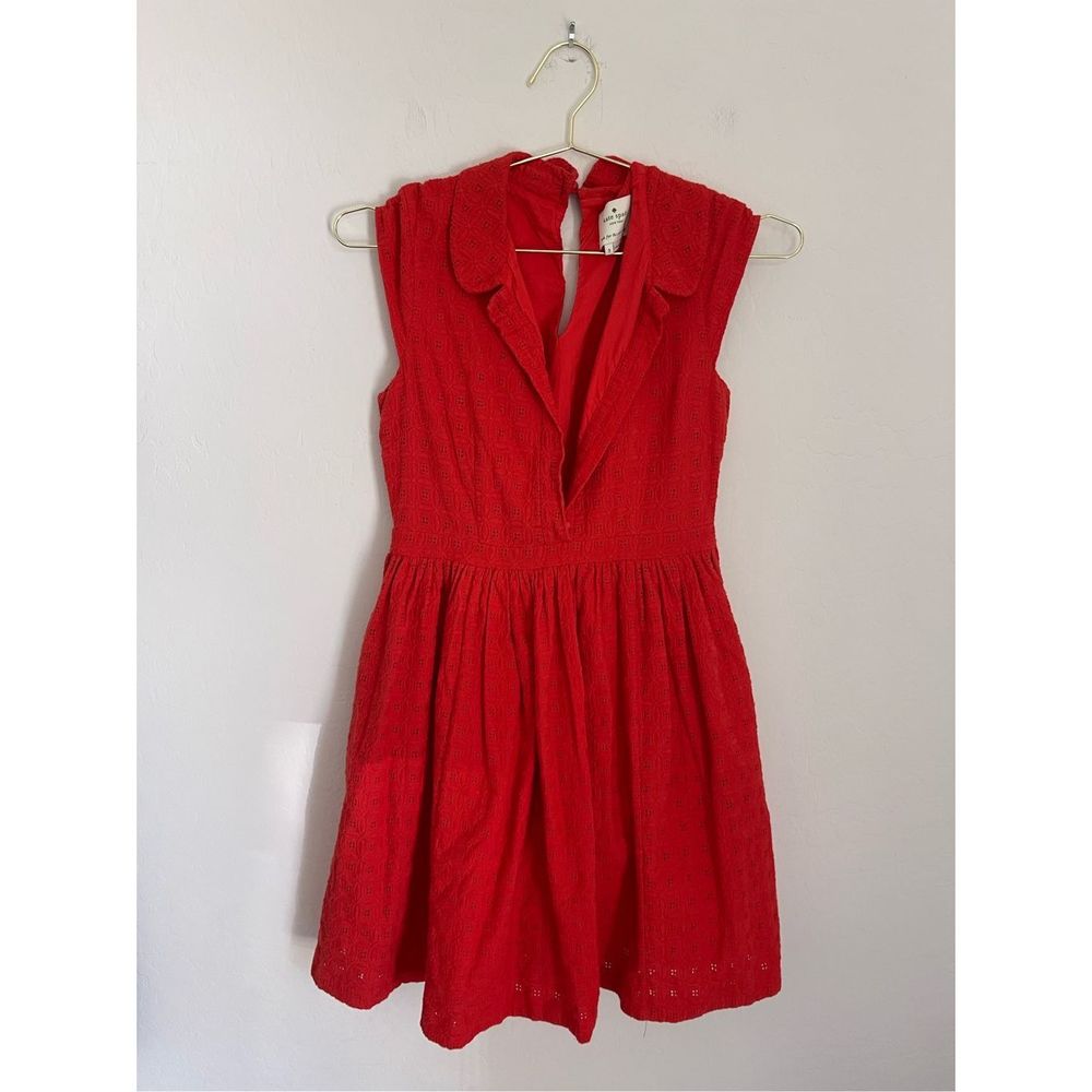 KATE SPADE Courtney Eyelet Red Dress Size 2